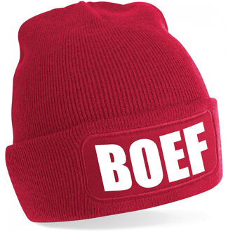 Bellatio Decorations Boef muts/beanie onesize unisex - rood One size