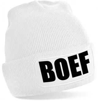 Bellatio Decorations Boef muts/beanie onesize unisex - wit One size