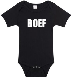 Bellatio Decorations Boef tekst baby rompertje zwart jongens en meisjes - Kraamcadeau - Babykleding 56 (1-2 maanden)