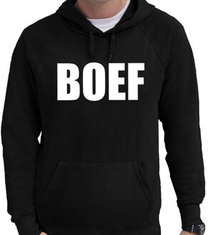 Bellatio Decorations BOEF tekst hoodie zwart voor heren 2XL