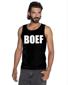 Bellatio Decorations Boef tekst singlet shirt/ tanktop zwart heren