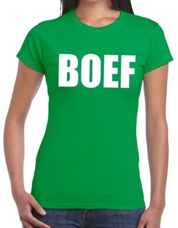 Bellatio Decorations Boef tekst t-shirt groen dames 2XL