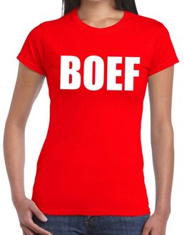 Bellatio Decorations Boef tekst t-shirt rood dames XS