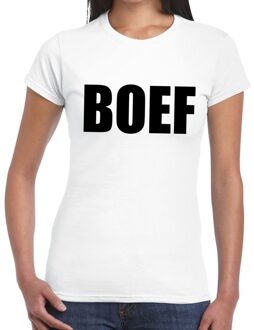 Bellatio Decorations BOEF tekst t-shirt wit voor dames 2XL