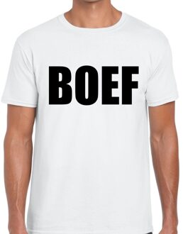 Bellatio Decorations BOEF tekst t-shirt wit voor heren 2XL