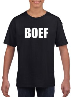 Bellatio Decorations Boef tekst t-shirt zwart kinderen M (134-140)