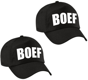 Bellatio Decorations Boef verkleed pet / baseball cap - 2x - zwart - voor jongens en meisjes - verkleed hoofddeksel
