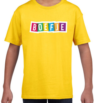 Bellatio Decorations Boefje fun tekst t-shirt geel kids L (146-152)