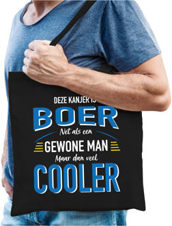 Bellatio Decorations Boer katoenen tas zwart voor heren - gewone man maar dan cooler - Feest Boodschappentassen