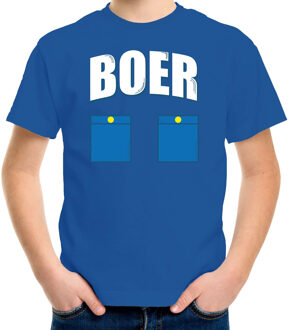 Bellatio Decorations Boer verkleed t-shirt blauw voor kinderen L (146-152)