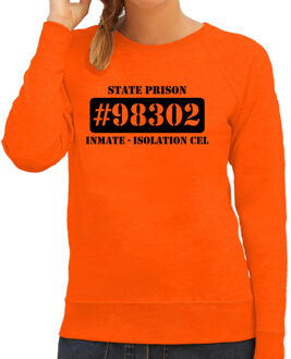 Bellatio Decorations Boeven verkleed sweater isolation cel oranje dames - Boevenpak/ kostuum - Verkleedkleding 2XL