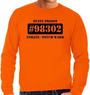 Bellatio Decorations Boeven verkleed sweater psych ward oranje heren - Boevenpak/ kostuum - Verkleedkleding 2XL