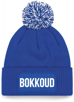 Bellatio Decorations Bokkoud muts met pompon - unisex - one size - blauw - apres-ski muts One size