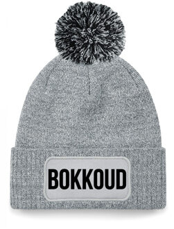 Bellatio Decorations Bokkoud muts met pompon - unisex - one size - grijs - apres-ski muts One size