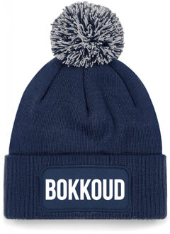 Bellatio Decorations Bokkoud muts met pompon - unisex - one size - Navy - apres-ski muts One size