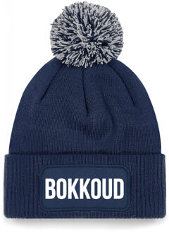 Bellatio Decorations Bokkoud muts met pompon - unisex - one size - Navy - apres-ski muts