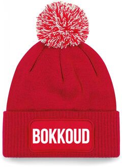 Bellatio Decorations Bokkoud muts met pompon - unisex - one size - Rood - apres-ski muts One size