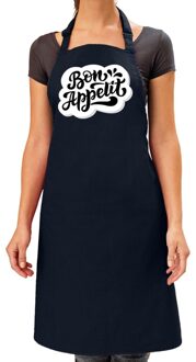 Bellatio Decorations Bon appetit barbecueschort / keukenschort navy voor dames