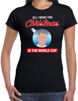 Bellatio Decorations Bondscoach Louis all I want for Christmas fout Kerstshirt zwart voor dames XS