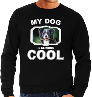 Bellatio Decorations Border collie honden sweater / trui my dog is serious cool zwart voor heren