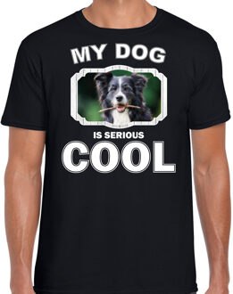 Bellatio Decorations Border collie  honden t-shirt my dog is serious cool zwart - heren - Border collies liefhebber cadeau shirt M