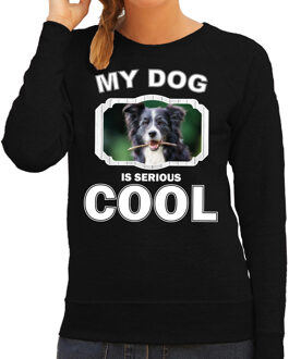 Bellatio Decorations Border collie  honden trui / sweater my dog is serious cool zwart - dames - Border collies liefhebber cadeau sweaters 2XL