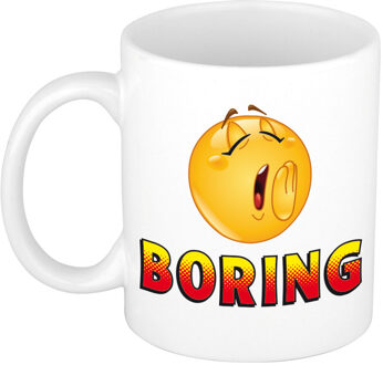 Bellatio Decorations Boring kado mok / beker wit met Smile Emoticon - cadeau collega