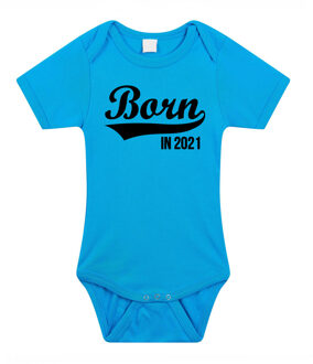 Bellatio Decorations Born in 2021 cadeau baby rompertje blauw jongens 56 (1-2 maanden)