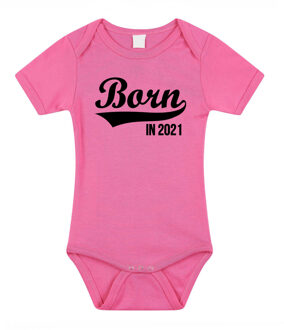 Bellatio Decorations Born in 2021 cadeau baby rompertje roze meisjes 56 (1-2 maanden)