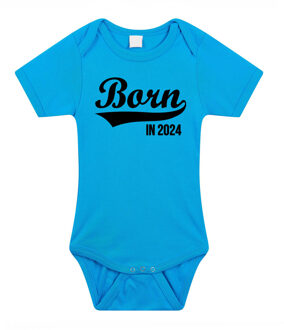 Bellatio Decorations Born in 2024 cadeau baby rompertje blauw jongens