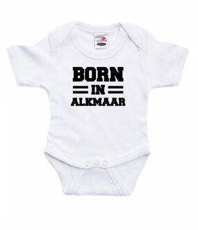 Bellatio Decorations Born in Alkmaar cadeau baby rompertje wit jongen/meisje 80 (9-12 maanden)