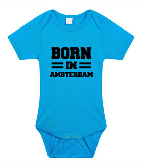 Bellatio Decorations Born in Amsterdam kraamcadeau rompertje blauw jongens 56 (1-2 maanden)