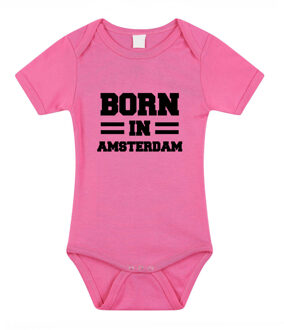 Bellatio Decorations Born in Amsterdam kraamcadeau rompertje roze meisjes 80 (9-12 maanden)