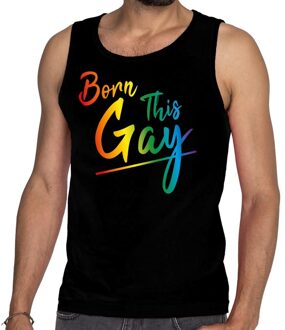 Bellatio Decorations Born this gay gay pride tanktop/mouwloos shirt zwart heren 2XL