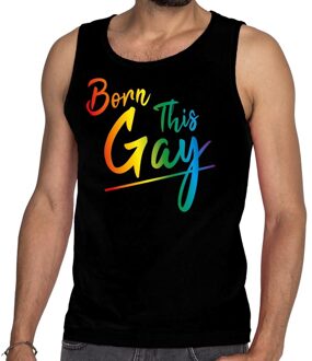 Bellatio Decorations Born this gay gay pride tanktop/mouwloos shirt zwart heren