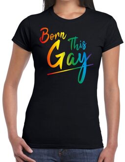 Bellatio Decorations Born this Gay pride t-shirt zwart voor dames 2XL