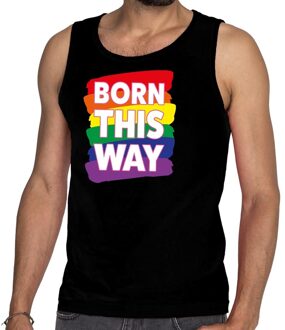 Bellatio Decorations Born this way gay pride tanktop/mouwloos shirt zwart heren 2XL