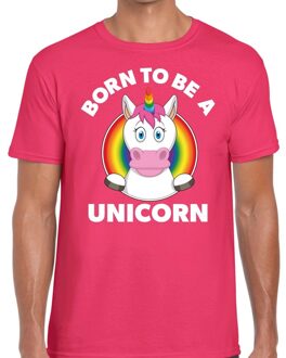 Bellatio Decorations Born to be a unicorn gay pride t-shirt roze heren 2XL
