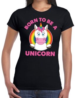 Bellatio Decorations Born to be a unicorn gay pride t-shirt zwart dames M
