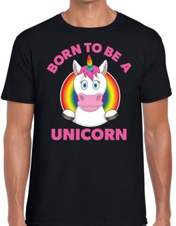 Bellatio Decorations Born to be a unicorn gay pride t-shirt zwart heren L