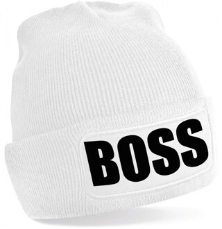 Bellatio Decorations Boss muts/beanie onesize unisex - wit - One size