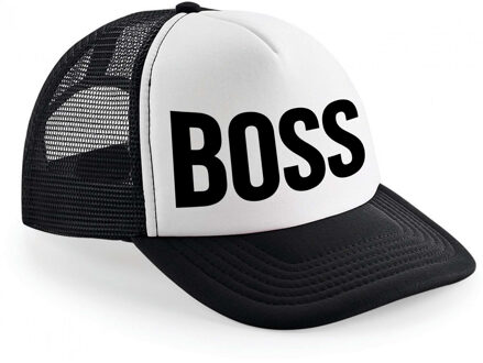 Bellatio Decorations Boss snapback/cap - zwart/wit - truckers pet - heren