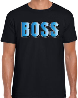 Bellatio Decorations Boss t-shirt zwart met blauwe letters voor heren 2XL