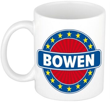 Bellatio Decorations Bowen voornaam koffiemok - beker - wit/blauw - 300 ml - Cadeau - Heren - Collega - Vaderdag Multi