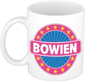 Bellatio Decorations Bowien voornaam koffiemok - beker - wit/roze - 300 ml - Cadeau - Dames - Collega - Moederdag