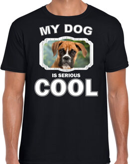 Bellatio Decorations Boxer honden t-shirt my dog is serious cool zwart - heren - Boxer liefhebber cadeau shirt 2XL