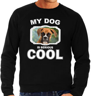 Bellatio Decorations Boxer honden trui / sweater my dog is serious cool zwart - heren - Boxer liefhebber cadeau sweaters 2XL