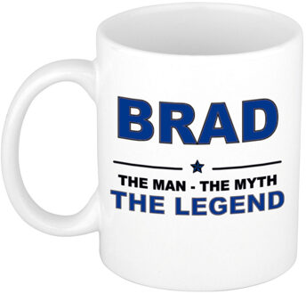 Bellatio Decorations Brad cadeau mok - man myth legend - naam koffiemok / beker - wit en blauw - 300 ml Donkerblauw