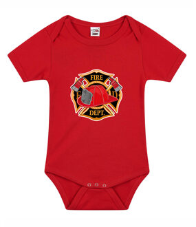 Bellatio Decorations Brandweer embleem verkleed/cadeau baby rompertje rood jongen/meisje 68 (4-6 maanden)