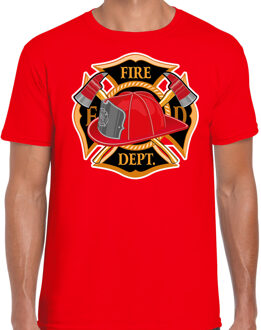 Bellatio Decorations Brandweer logo verkleed t-shirt / outfit rood voor heren XS